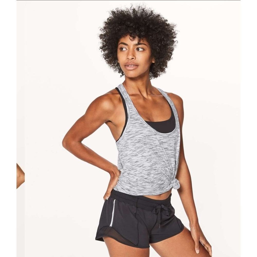 Lululemon Tank Top Our Sport Tiger Space Dye White Gray Racerback Gym W1AWFS